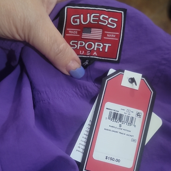 GUESS SPORT purple track jacket love potion reflective windbreaker small nwt - Picture 3 of 7